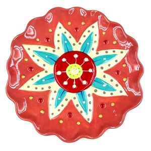 A Single Jackie Decker Certified Intl. Decorative Plate Terra Cotta Mandela